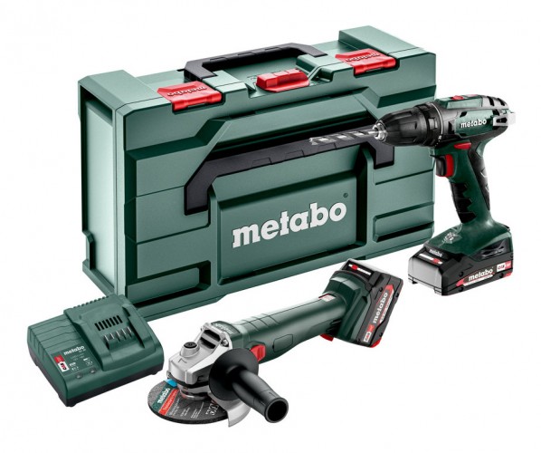 Metabo 2022 Freisteller Combo-Set-2-4-3-18-V-Akku-Bohrschrauber-Akku-Winkelschleifer-Akkuset-in-MetaBox 685204500