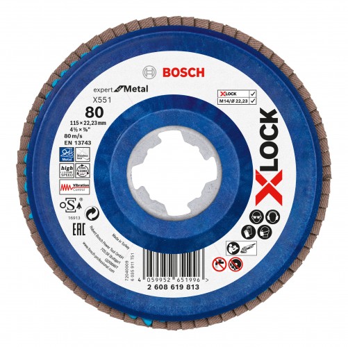 Bosch 2024 Freisteller X-LOCK-Faecherschleifscheibe-X551-Expert-for-Metal-K-80-115-mm 2608619813