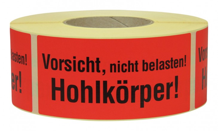 TransPak 2023 Freisteller Warn-Hinweis-Etiketten-Vorsicht-Hohlkoerper-1-000-Stk-Rolle