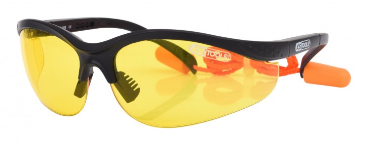KS-Tools 2020 Freisteller Schutzbrille-gelb-Ohrstoepsel 310-0166 1