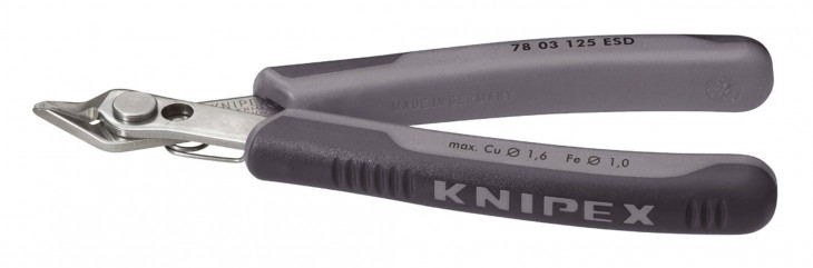 Knipex 2017 Foto Elektronik-Seitenschneider-ESD-125mm-Edelstahl-V2A-ohne-Drahtklemme