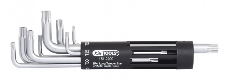 KS-Tools 2020 Freisteller 3-in-1-Torx-Winkelstiftschluessel-Satz-Bohrung-8-teilig-lang 151-2200 1
