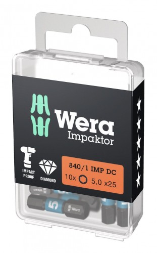 Wera 2023 Freisteller Bit-Sortiment-Bit-Box-Impaktor-1-4-DIN-3126-C6-3-Innensechskant-5-x-25-mm-10er-Pack 5157605001