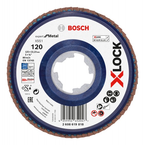Bosch 2024 Freisteller X-LOCK-Faecherschleifscheibe-X551-Expert-for-Metal-K-120-125-mm 2608619818