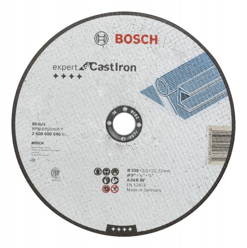Bosch 2022 Freisteller Zubehoer-Expert-for-Cast-Iron-AS-24-R-BF-Trennscheibe-gerade-230-x-3-mm 2608600546