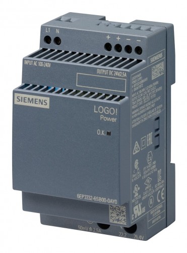 Siemens 2020 Freisteller Gleichstromversorgung-REG-24V-60W-240VAC-2-5A-geeignet-Reiheneinbau-IP20 6EP33326SB000AY0