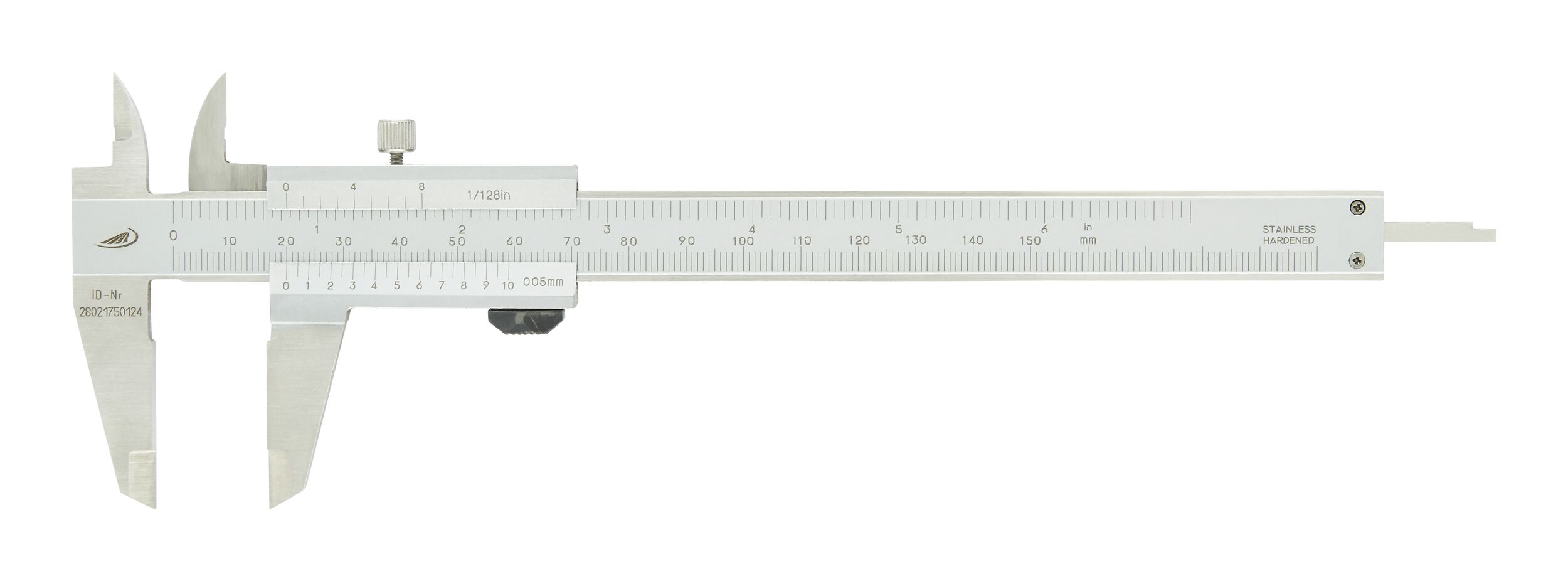 Messbereich 150 mm Taschen-Messschieber 1/20 Skala und Nonius mattverchromt 