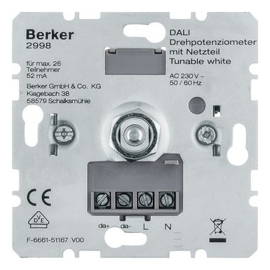 Berker 2020 Freisteller Dali-Power-Potentiometer-Unterputz-DALI-Drehknopf 2998