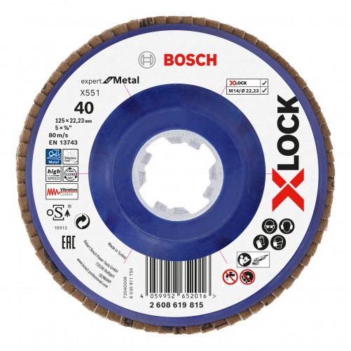 Bosch 2024 Freisteller X-LOCK-Faecherschleifscheibe-X551-Expert-for-Metal-K-40-125-mm 2608619815