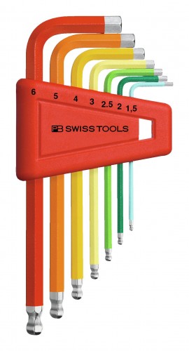 PB-Swiss-Tools 2022 Freisteller Winkelschraubendreher-Satz-Kunststoffhalter-7-teilig-1-5-8-mm-Rainbow-Kugelkopf PB-212-H-6-RB