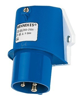 Mennekes 2020 Freisteller CEE-Geraetestecker-3p-16A-230V-blau-6h-IP44-Schraubklammer-rechtwinklig-Kunststoff 844