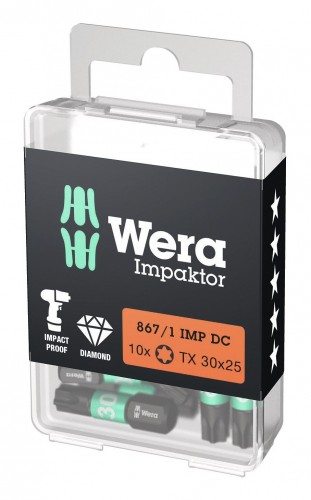 Wera 2023 Freisteller Bit-Sortiment-Bit-Box-Impaktor-1-4-DIN-3126-C6-3-T30-x-25-mm-10er-Pack 5157626001