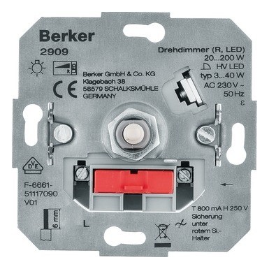 Berker 2020 Freisteller Dimmer-Drehknopf-20-200W-Unterputz 2909