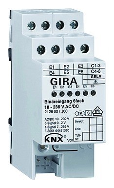 Gira 2020 Freisteller Binaereingang-KNX-REG-4TE-LED-6f-Bussystem-KNX-LED-Anzeige 212600 1
