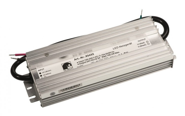 Rutec 2020 Freisteller LED-Trafo-200W-8-3A-24V-dimmbar-IP67-Metallgeh-stat 85455