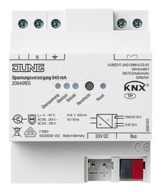 Jung 2020 Freisteller Spannungsversorgung-KNX-4TE-640-mA-pufferb-Spg-Bussystem-KNX 20640REG