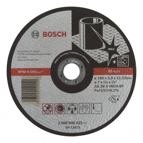 Bosch 2022 Freisteller Zubehoer-Expert-for-Inox-AS-30-S-INOX-BF-Trennscheibe-gerade-180-x-3-mm 2608600322