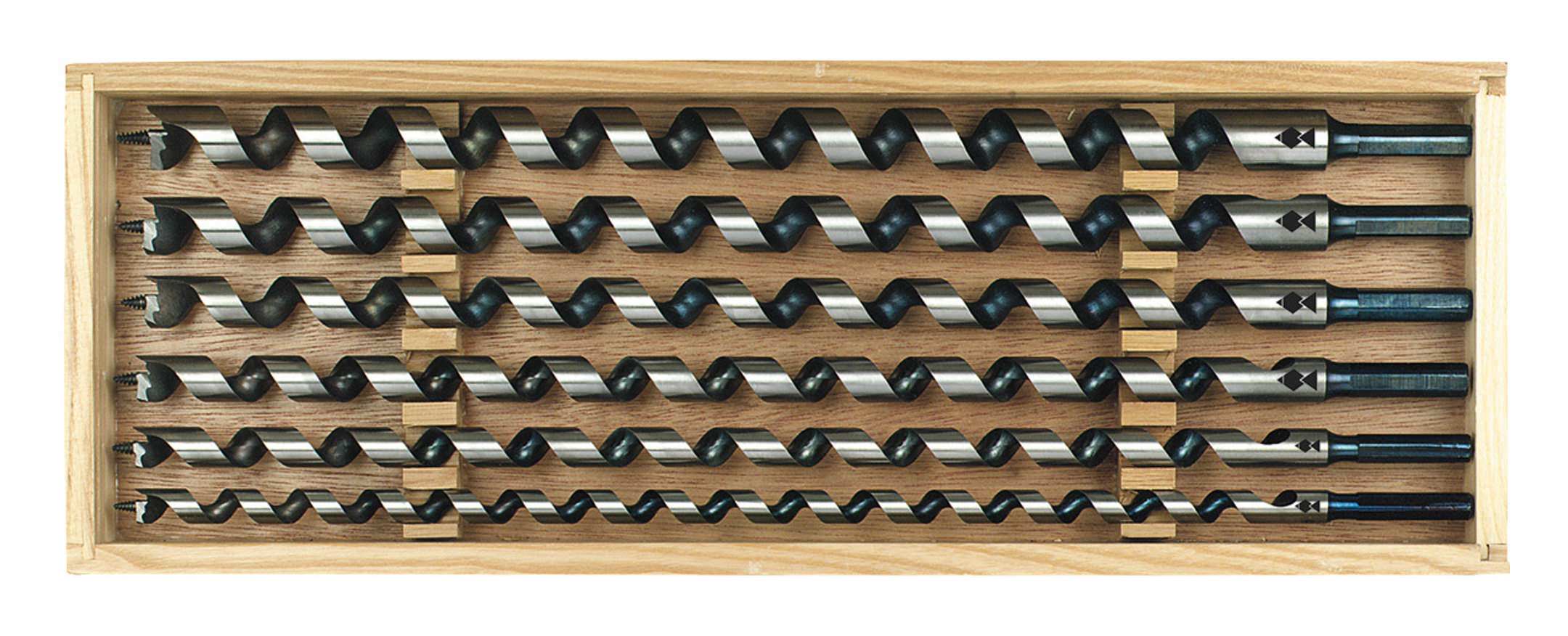 6-tlg Sortiment Schlangenbohrer Form LEWIS 460 mm Hausmarke in Holzkassette 