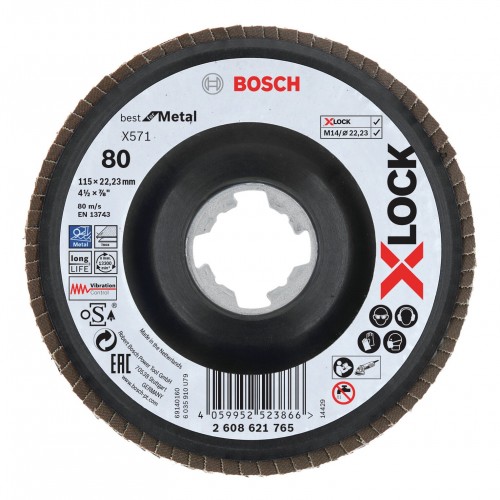 Bosch 2022 Freisteller X-LOCK-Faecherschleifscheibe-X571-Best-for-Metal-gewinkelt-115-mm-G-80-1-Stueck 2608621765