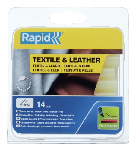 Rapid 2020 Freisteller Klebesticks-Textil-Leder-12-x-94-mm-14-Stueck-Blister