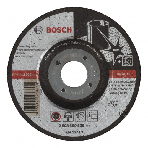 Bosch 2022 Freisteller Zubehoer-Expert-for-Inox-AS-30-S-INOX-BF-Schruppscheibe-gekroepft-115-x-22-23-x-6-mm 2608600539