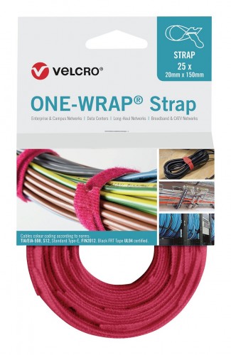 Velcro 2020 Freisteller Klettkabelbinder-One-Wrap-Strap-20-mm-rot-25-Stueck