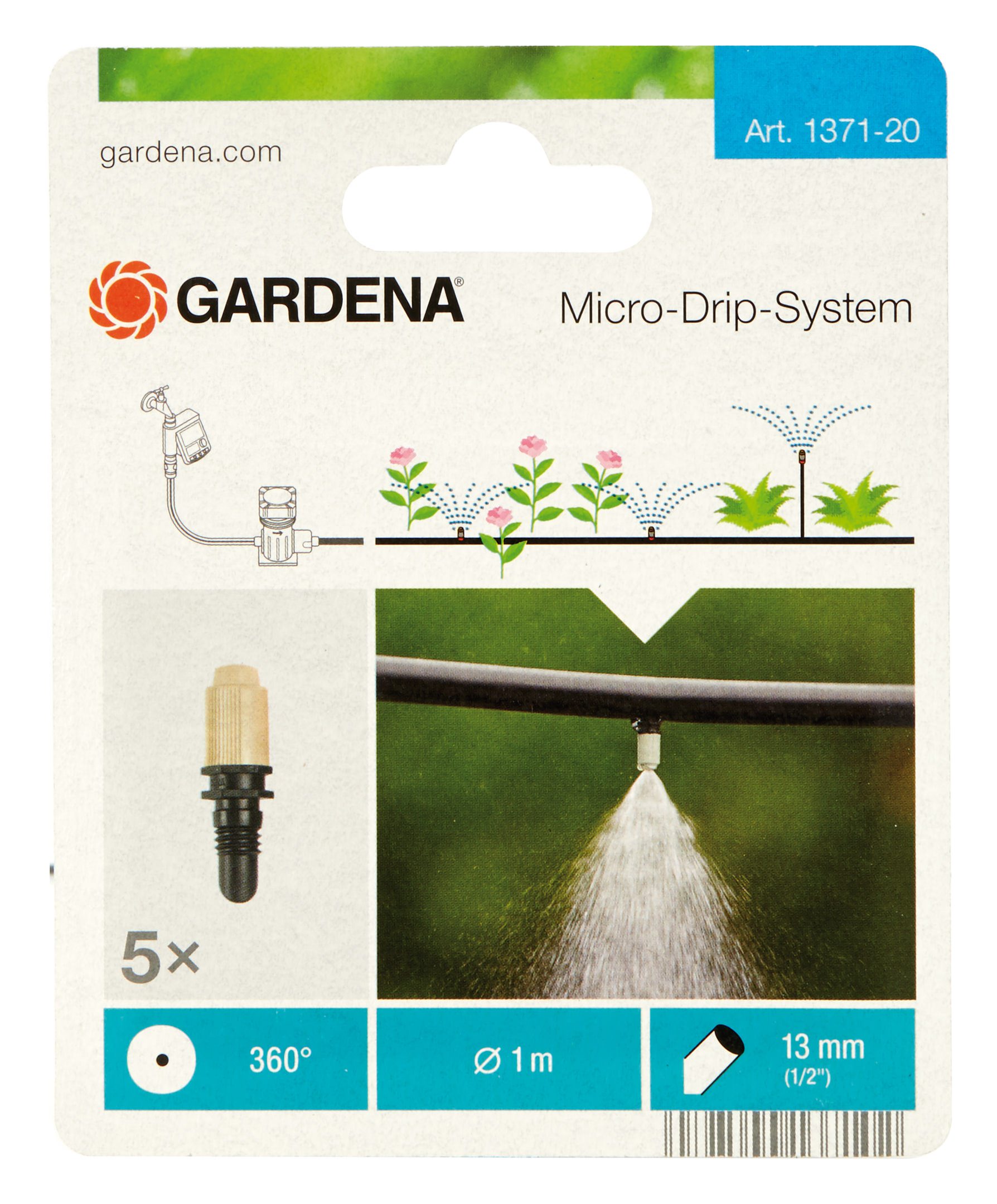 GARDENA Micro Drip System Nebeldüse 1 VPE mit 5 Stück Düse 1371-20 Bewässerung 