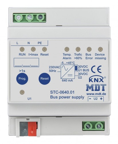 MDT 2020 Freisteller Spannungsversorgung-KNX-4TE-640-mA-LED-Bussystem-KNX-LED-Anzeige STC-0640-01
