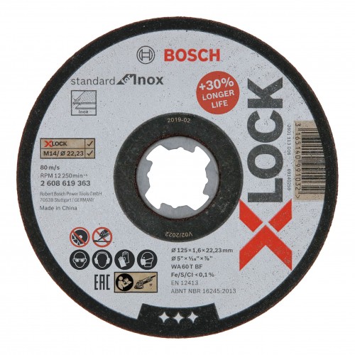 Bosch 2022 Freisteller X-LOCK-Standard-for-Inox-125-x-1-6-mm-T41 2608619363 2