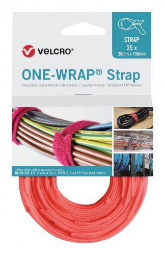 Velcro 2020 Freisteller Klettkabelbinder-One-Wrap-Strap-20-mm-orange-25-Stueck
