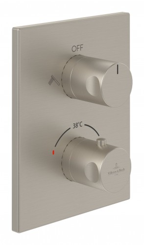 Villeroy-Boch 2023 Freisteller Universal-Taps-Fittings-Unterputz-Thermostat-Eckig-Umsteller-Brushed-Nickel-Matt TVD00065300064