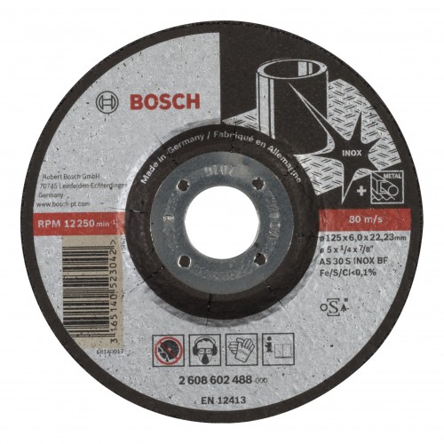 Bosch 2022 Freisteller Zubehoer-Expert-for-Inox-AS-30-S-INOX-BF-Schruppscheibe-gekroepft-125-x-22-23-x-6-mm 2608602488