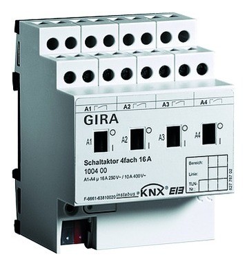 Gira 2020 Freisteller Schaltaktor-KNX-REG-4TE-4-Ausgaenge-16A-3600W-Bussystem-KNX-230-400V 100400