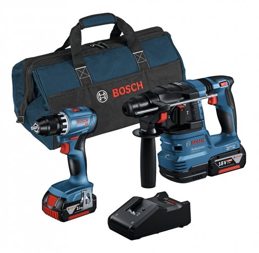 Bosch-Professional 2024 Freisteller Combo-Kit-18V-Set-GSR-18V-45-GBH-18V-22-2x-Akku-4-0Ah-Schnellladegeraet-in-Tasche 0615A50038
