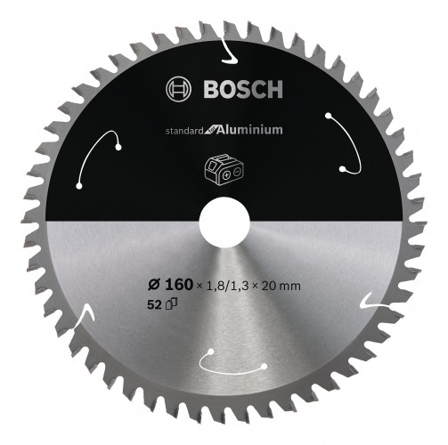 Bosch 2022 Freisteller Akku-Kreissaegeblatt-Standard-for-Aluminium-160-x-1-8-1-3-x-20-52-Zaehne 2608837757