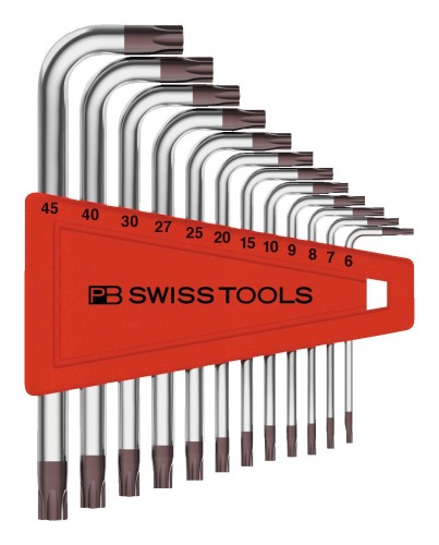 PB-Swiss-Tools 2022 Freisteller Winkelschraubendreher-Satz-Kunststoffhalter-12-teilig-T6-T45 PB-410-H-6-45